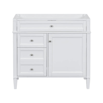 White bathroom vanity base with 2 drawers and tip-out drawer and storage cabinet by Unique Piece Furniture on Tampa Home & Garden Store