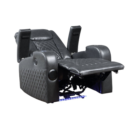 Alair Aire power recliner black quilted leather Bluetooth wireless charger HouseOfZazla on Tampa Home & Garden Store