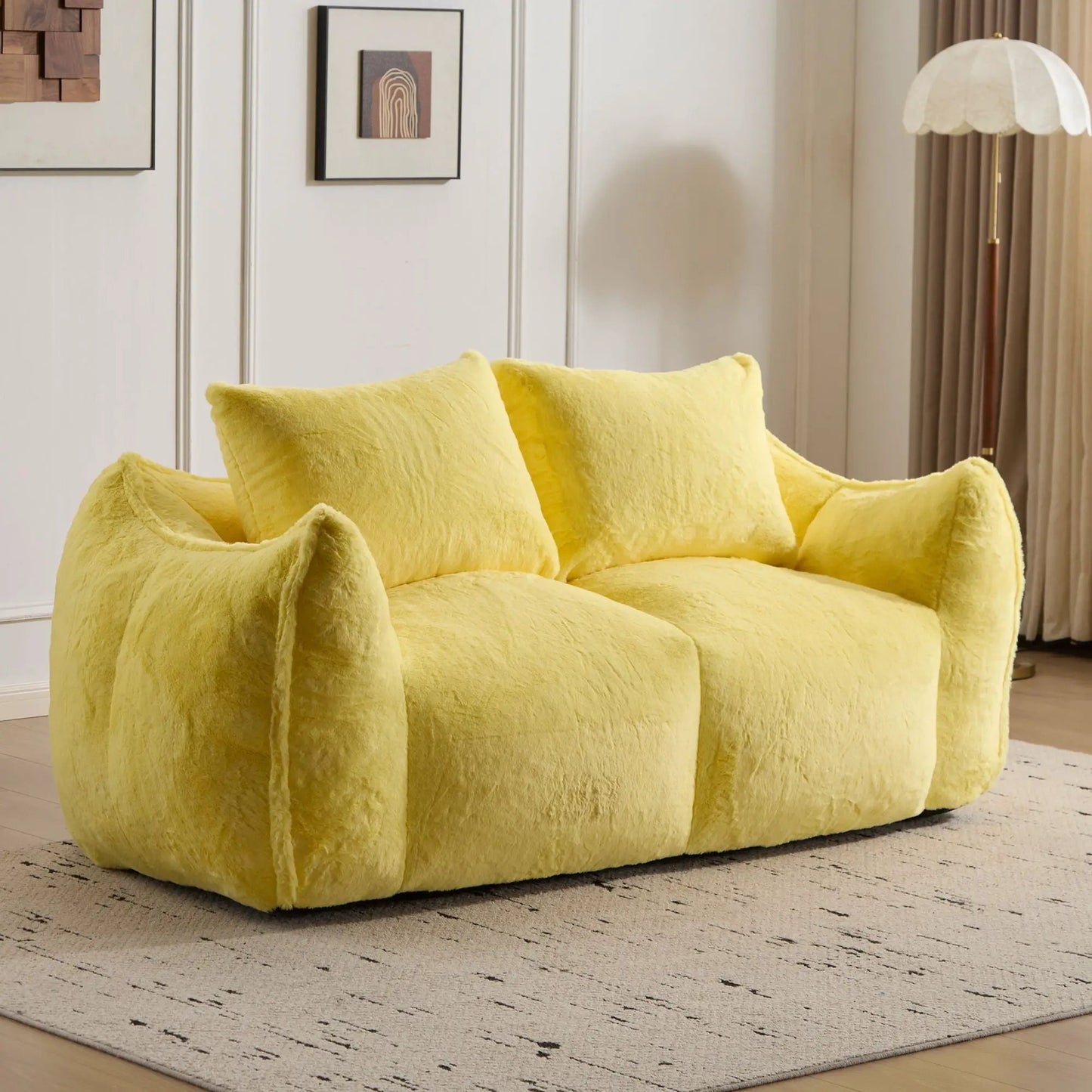 Giant Bean Bag Couch and Fluffy Loveseat