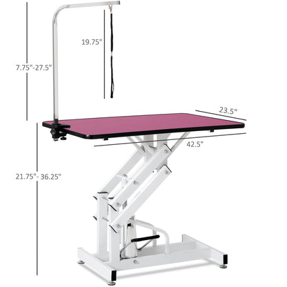 Hydraulic pet grooming table with pink top, chrome frame, adjustable height HouseOfZazla on Tampa Home & Garden Store