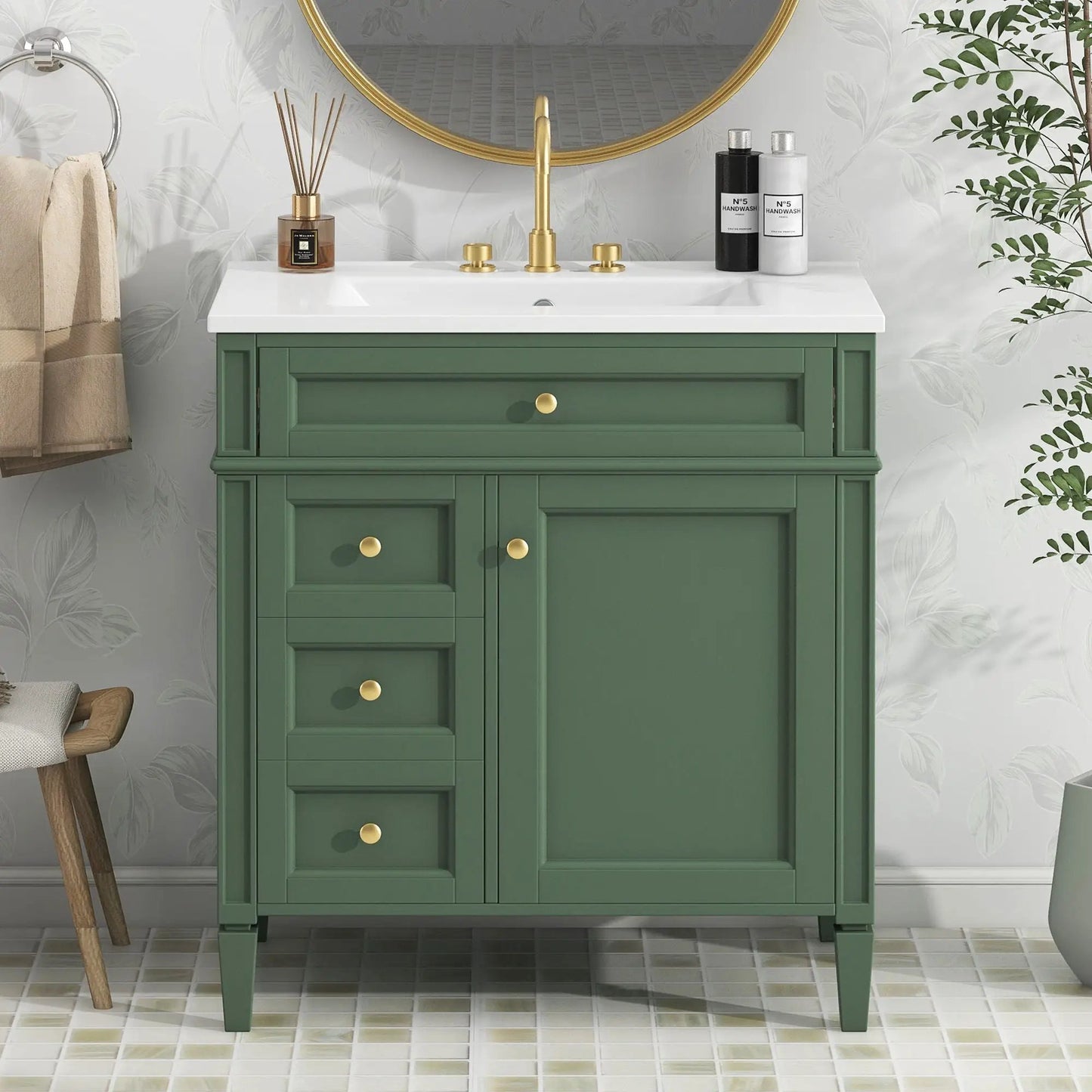 Bathroom Vanity With Top Sink and Storage Cabinet