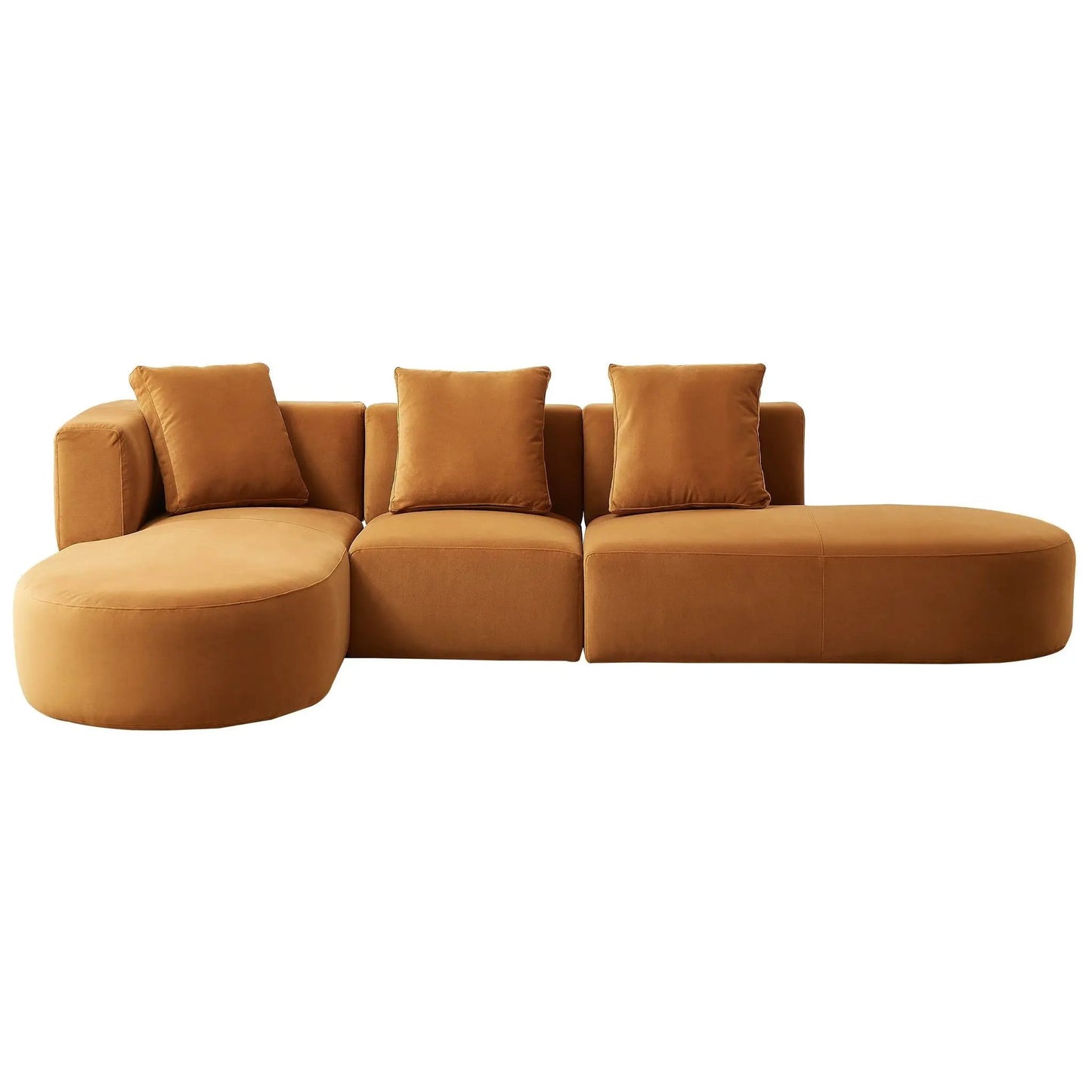 Orby Sectional Sofa caramel-brown leather with cushions and ottoman Unique Piece Furniture on Tampa Home & Garden Store
