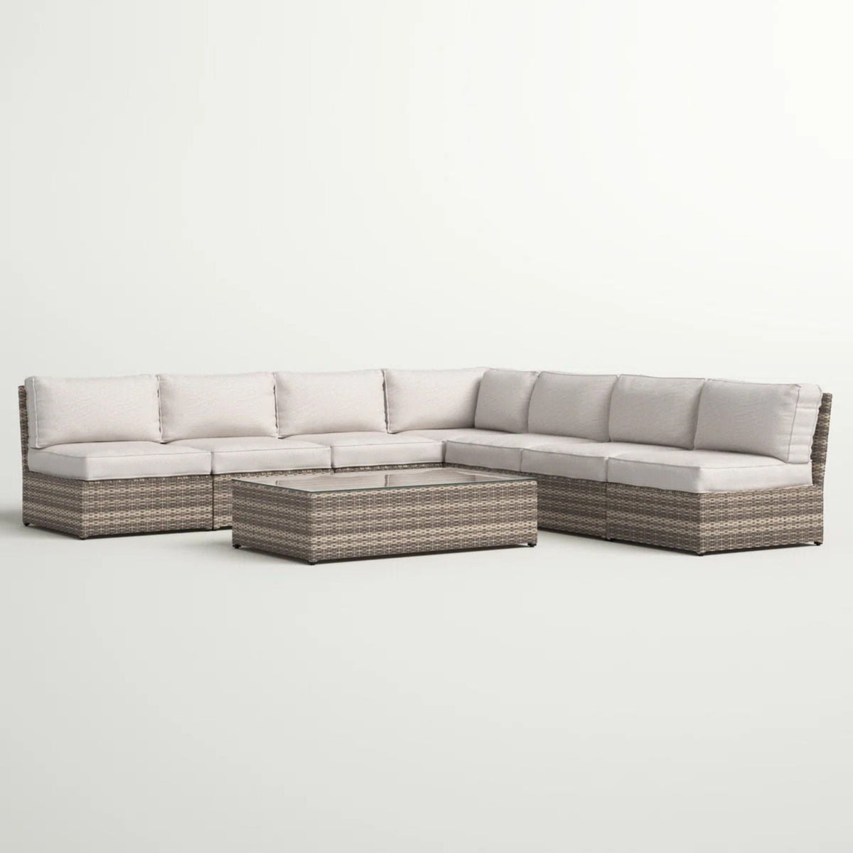 Comfortable Modern Patio Rattan Set with cushions brown wicker glass coffee table HouseOfZazla on Tampa Home & Garden Store