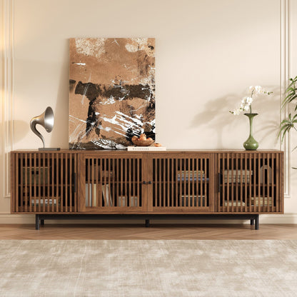 Walnut TV stand with closed storage, cable management, soft closing hinges by HouseOfZazla on Tampa Home & Garden Store