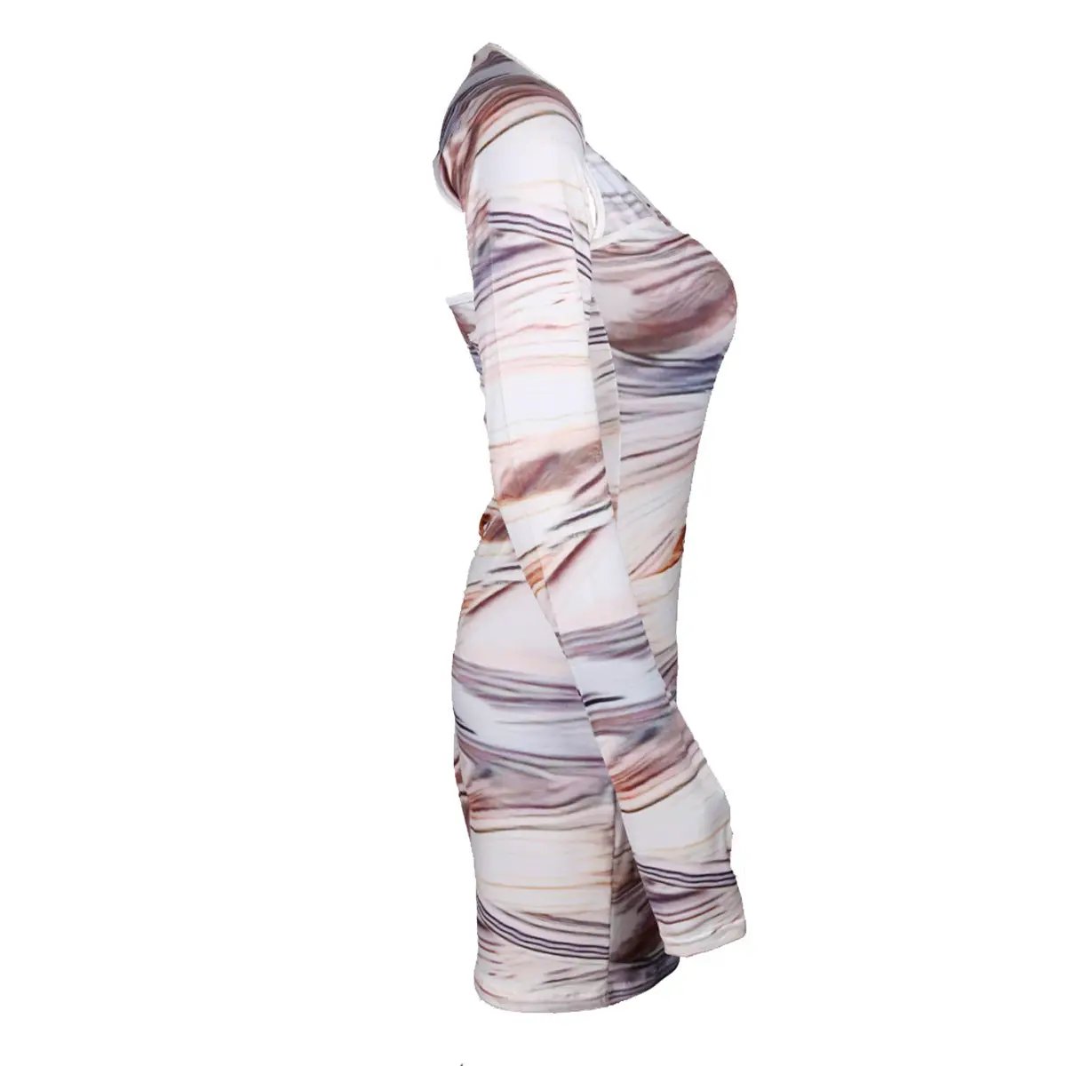 One-sleeve back dress in white-brown woodgrain print by FLIPSTYLEZLLC on Tampa Home & Garden Store