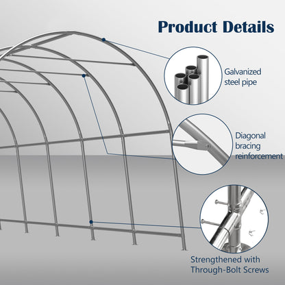 Heavy-Duty 12x20 ft Carport Canopy frame by HouseOfZazla with galvanized steel pipes on Tampa Home & Garden Store
