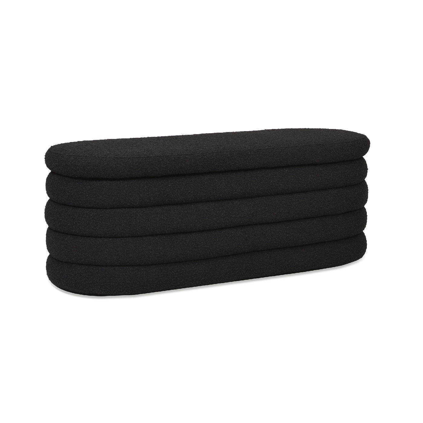 Fuji Upholstered Oval Storage Bench in black fabric by HouseOfZazla on Tampa Home & Garden Store