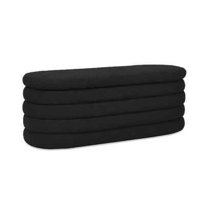 Fuji Upholstered Oval Storage Bench in black fabric by HouseOfZazla on Tampa Home & Garden Store
