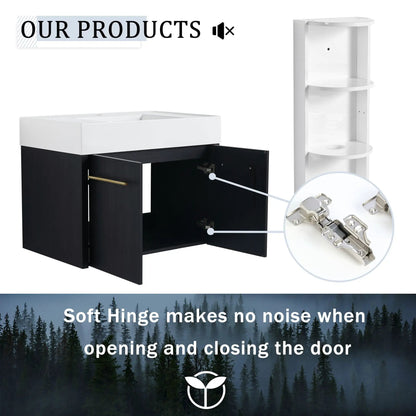 Modern Wall Mounted Vanity Resin Sink and Rack