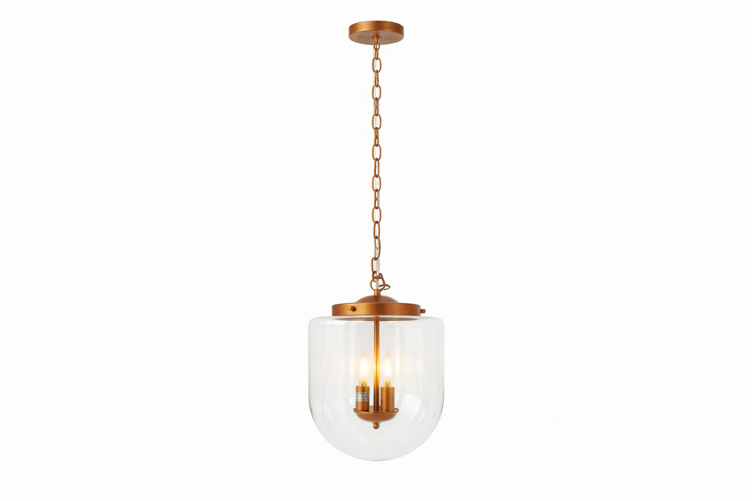 Delphi Pendant Lamp Coarse pendant light by HouseOfZazla with copper chain and clear glass globe on Tampa Home & Garden Store
