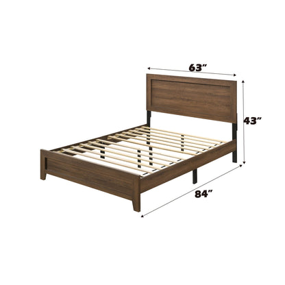 Miquell Panel Bed wood finish with panel headboard and slatted base, 63x84 in on Tampa Home & Garden Store