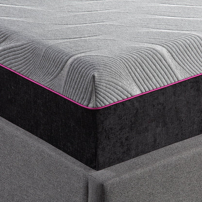 11-inch Renew Cooling Latex Foam Mattress by HouseOfZazla; grey quilted cover with purple piping on Tampa Home & Garden Store