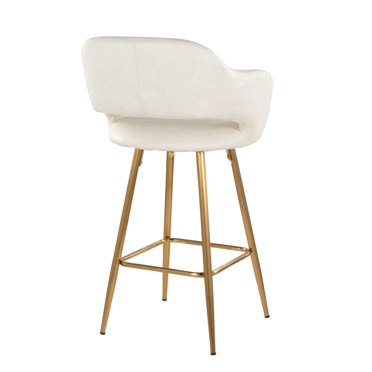 Contemporary fixed-height counter stools, set of 2, in cream upholstery with gold-tone legs on Tampa Home & Garden Store