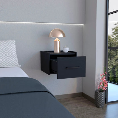 Floating nightstand with drawer in black, wall-mounted accent by Unique Piece Furniture on Tampa Home & Garden Store