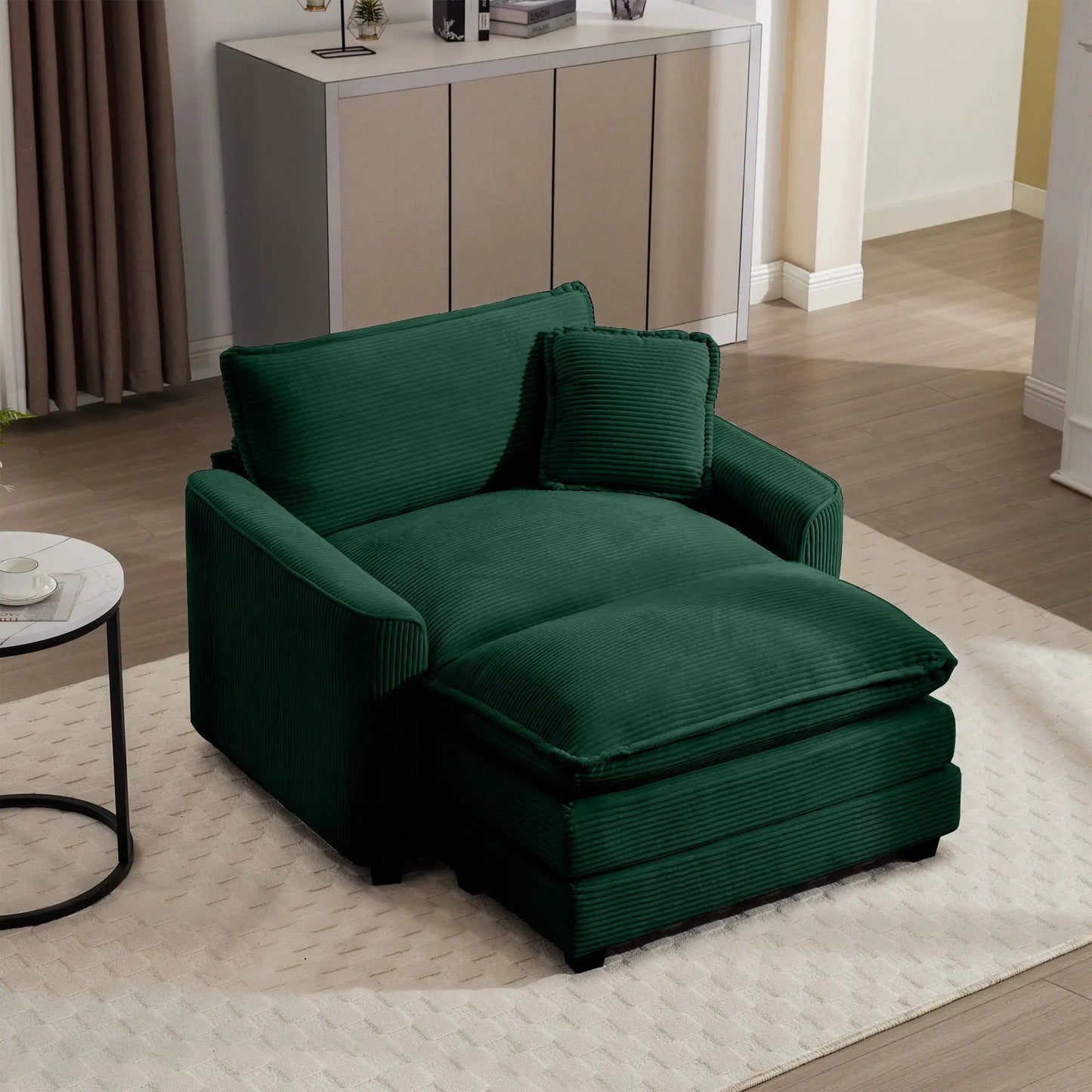 Classic Modern Comfortable Chair With Footstool