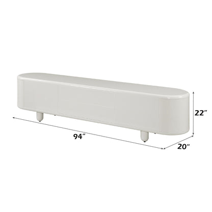 Gloss white TV stand with self-closing drawers, 94-inch wide, HouseOfZazla on Tampa Home & Garden Store