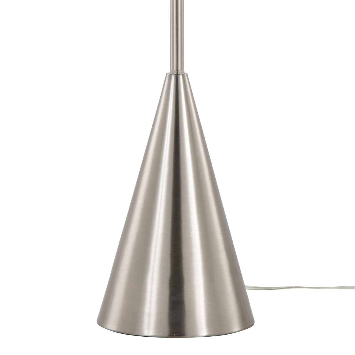 Cone contemporary floor lamp base in brushed nickel finish with visible cord HouseOfZazla on Tampa Home & Garden Store
