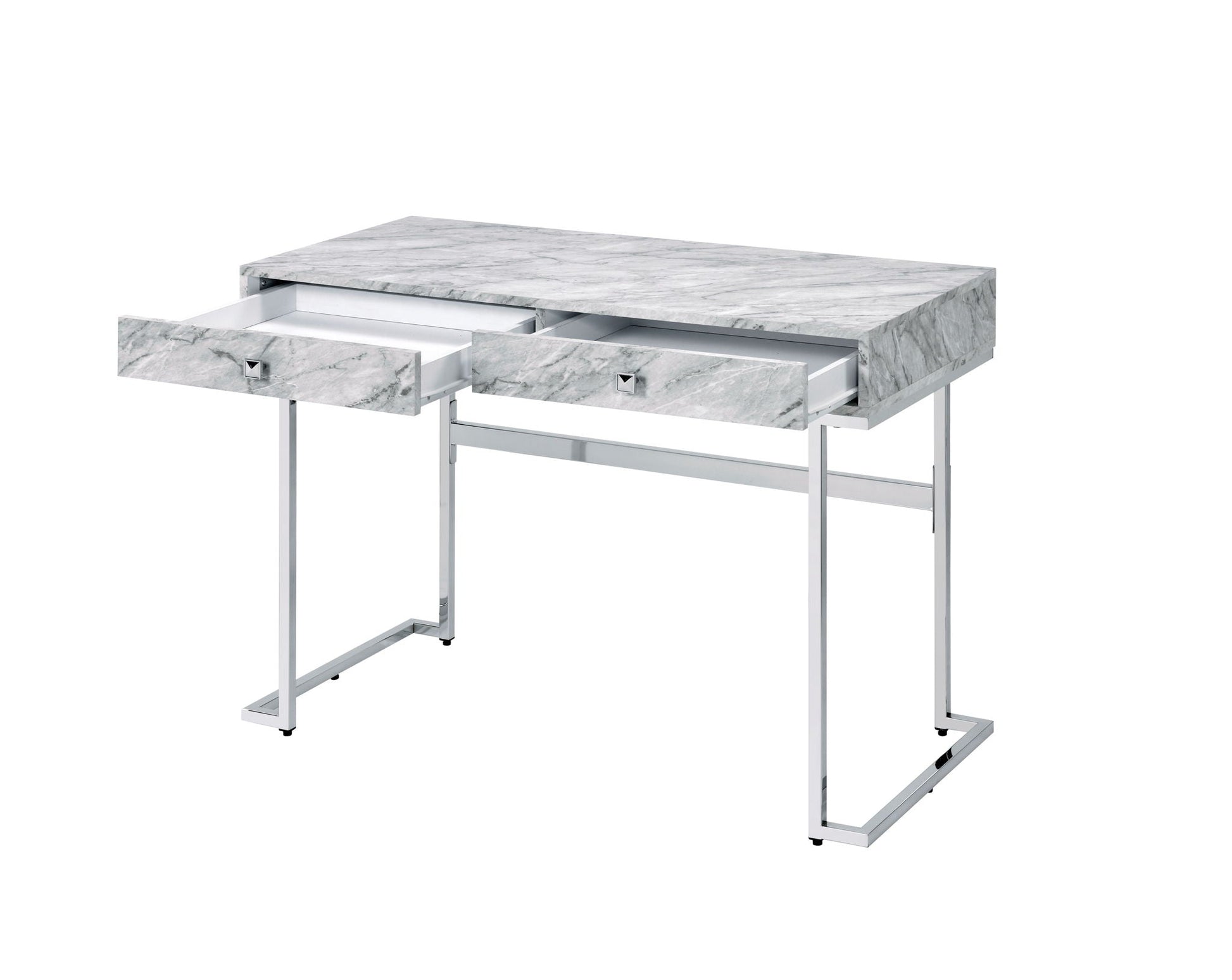 Tigress Faux Marble Top Writing Desk white 2-drawer HouseOfZazla on Tampa Home & Garden Store
