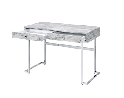 Tigress Faux Marble Top Writing Desk white 2-drawer HouseOfZazla on Tampa Home & Garden Store