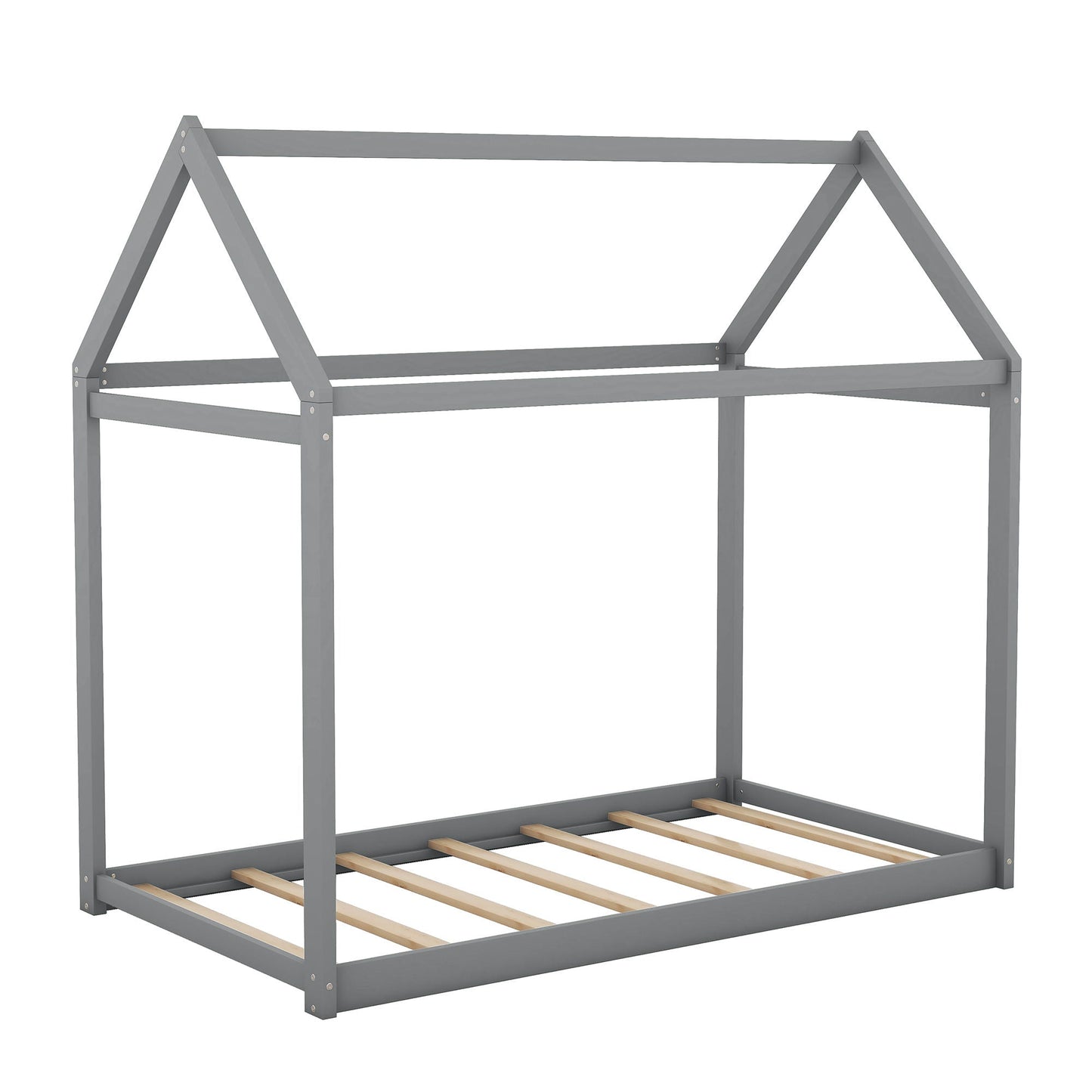Wooden House Shaped Bed platform frame in gray by HouseOfZazla on Tampa Home & Garden Store