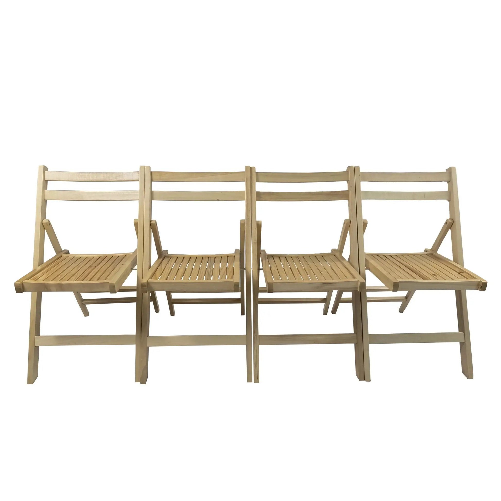 Folding Special Event Chair set of 4 in natural wood with slatted seat and back on Tampa Home & Garden Store