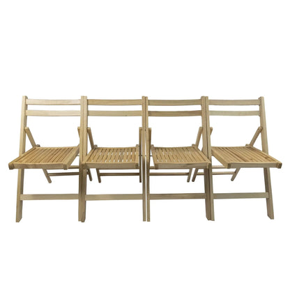 Folding Special Event Chair set of 4 in natural wood with slatted seat and back on Tampa Home & Garden Store