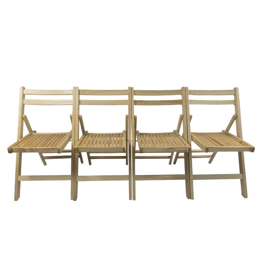 Folding Special Event Chair set of 4 in natural wood with slatted seat and back on Tampa Home & Garden Store