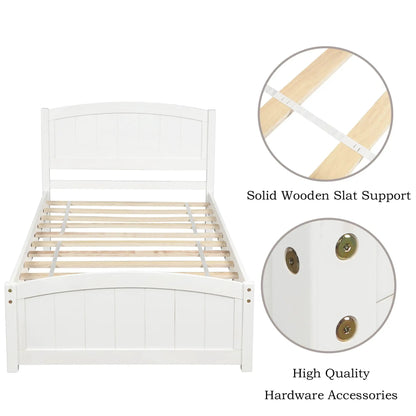 Platform Bed and Headboard With Footboard Slats