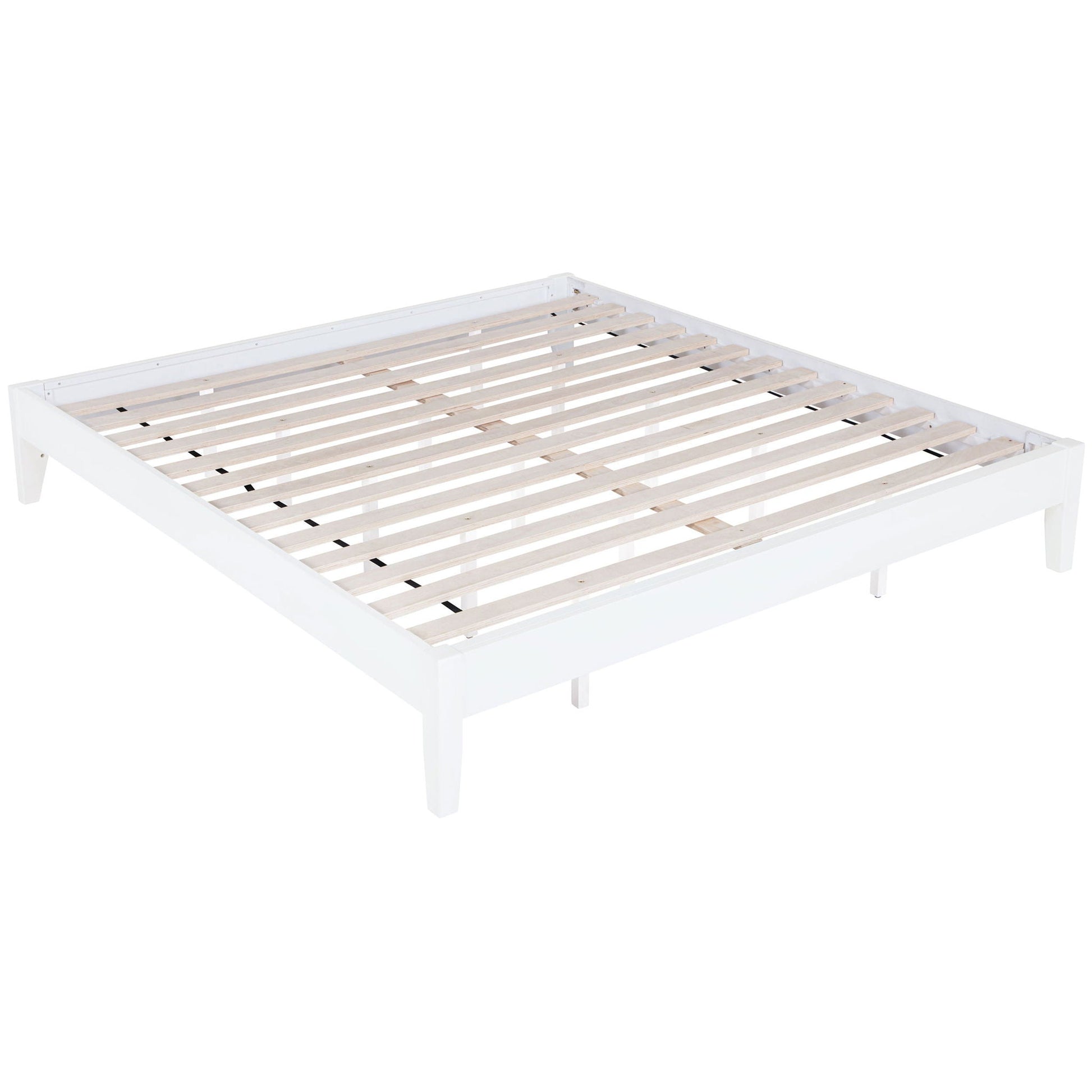 Hounslow platform bed frame white finish with natural wood slats by HouseOfZazla on Tampa Home & Garden Store