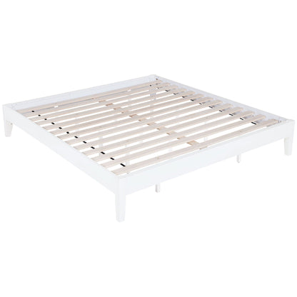 Hounslow platform bed frame white finish with natural wood slats by HouseOfZazla on Tampa Home & Garden Store
