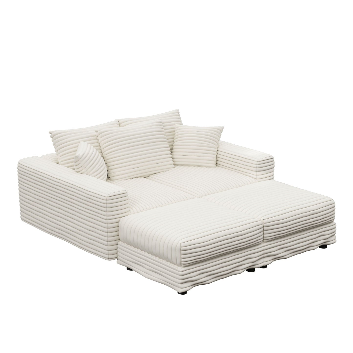 Deep Seat Sofa Bed With Ottoman and Soft Pillows