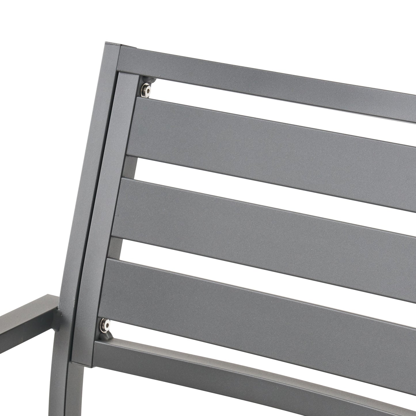 Outdoor Modern Aluminum Dining Chair set of 2 with gun metal gray slatted frame HouseOfZazla on Tampa Home & Garden Store