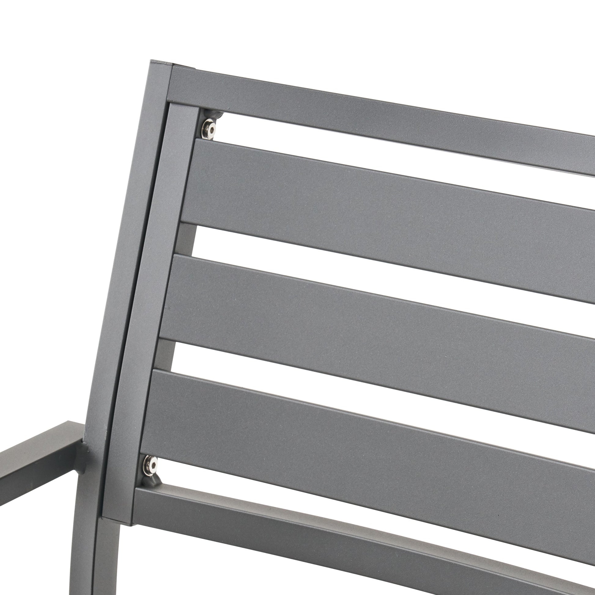 Outdoor Modern Aluminum Dining Chair set of 2 with gun metal gray slatted frame HouseOfZazla on Tampa Home & Garden Store