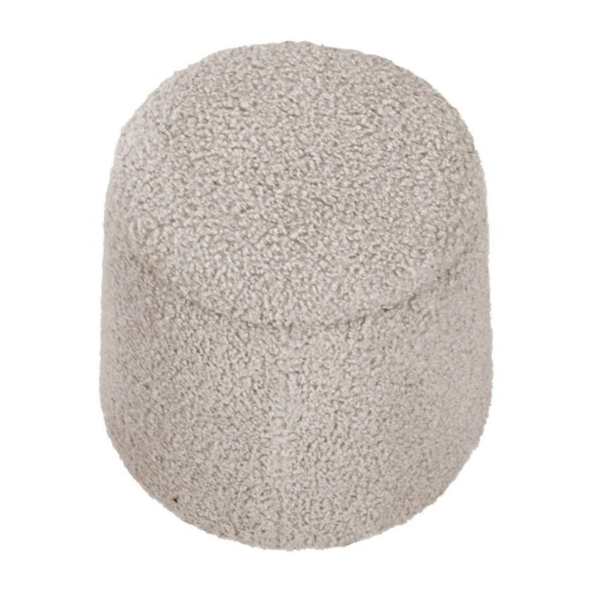 Elegant round storage ottoman with built-in storage in beige textured fabric on Tampa Home & Garden Store
