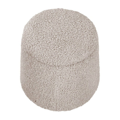 Elegant round storage ottoman with built-in storage in beige textured fabric on Tampa Home & Garden Store