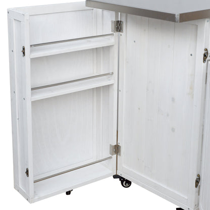 Outdoor Kitchen Island Fir Wood Prep Station by HouseOfZazla, whitewashed fir, metal top on Tampa Home & Garden Store
