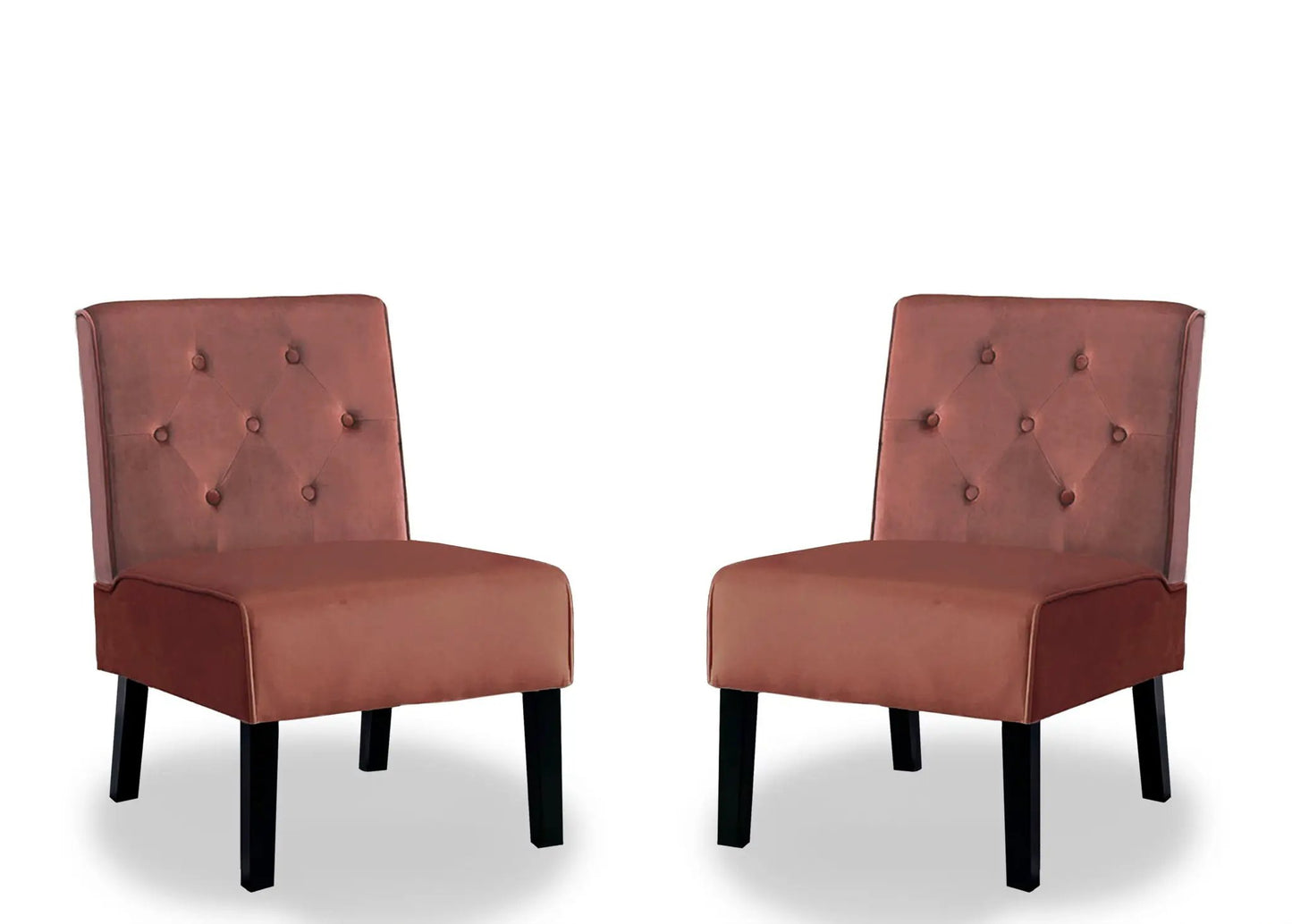 Reese living room armless button-tufted accent chairs set of 2 in brown leather on Tampa Home & Garden Store