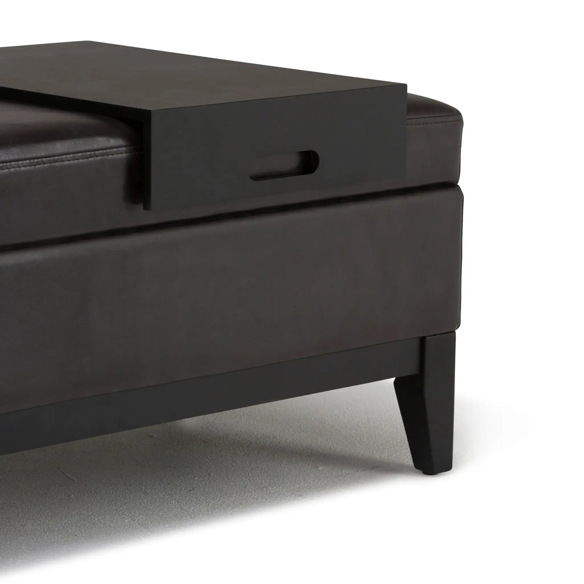 Oregon Contemporary Storage Ottoman Bench With Tray by Unique Piece Furniture in dark leatherette on Tampa Home & Garden Store