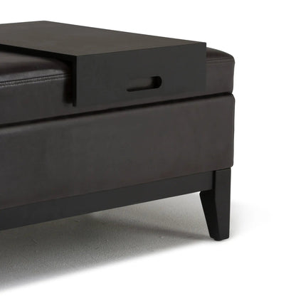 Oregon Contemporary Storage Ottoman Bench With Tray by Unique Piece Furniture in dark leatherette on Tampa Home & Garden Store