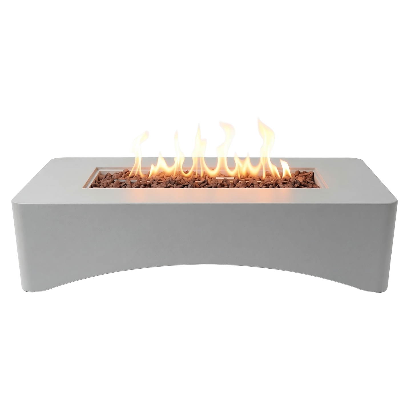 56-inch propane fire pit table by HouseOfZazla, rectangular gray gas fire pit with lava rocks on Tampa Home & Garden Store