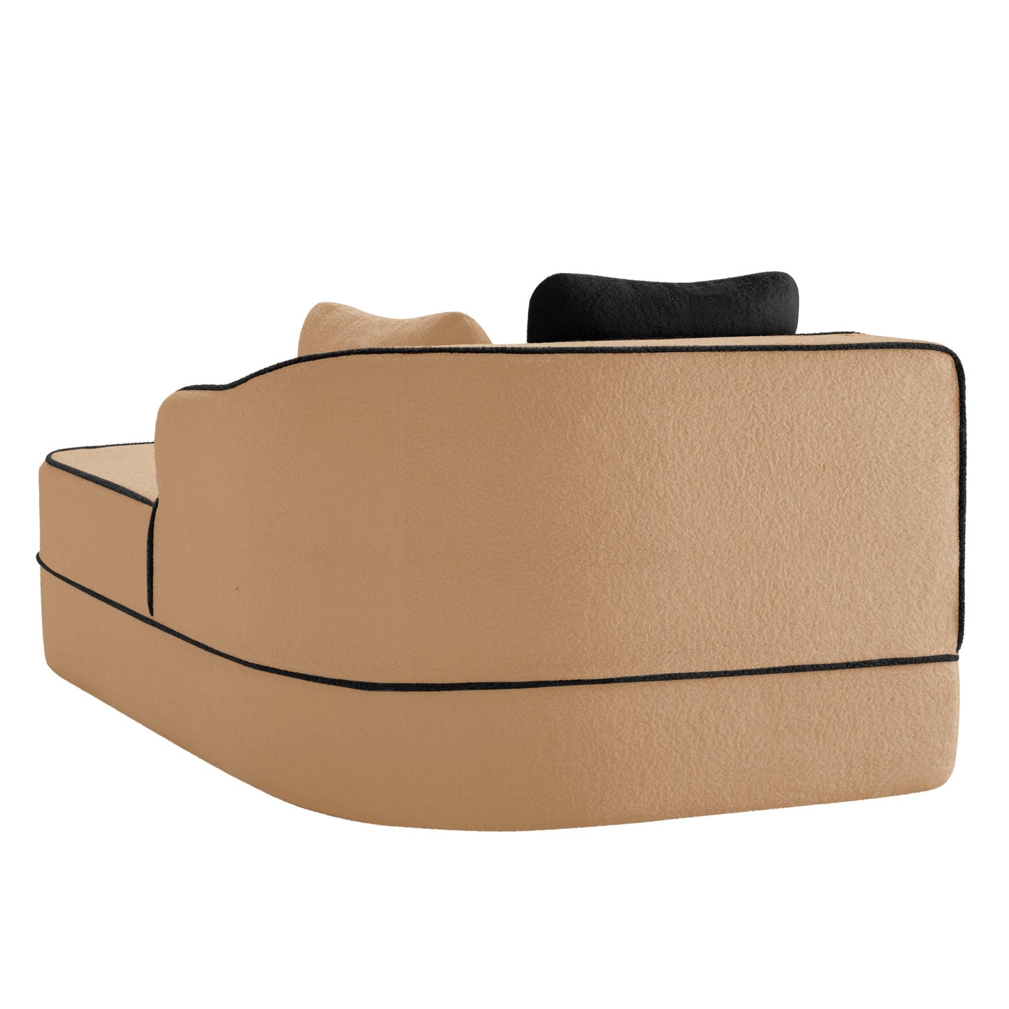 Camel Teddy Sofa with Pillows and Right Chaise