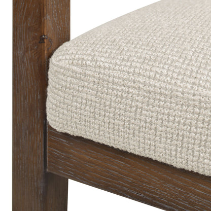Mid-Century Counter Stool beige textured upholstery on a dark wood frame HouseOfZazla on Tampa Home & Garden Store