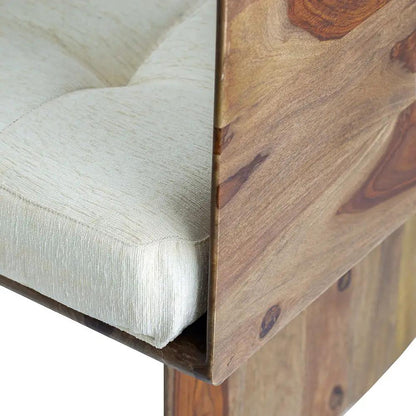 Wooden sofa from Unique Piece Furniture with brown wood frame and cream upholstery on Tampa Home & Garden Store