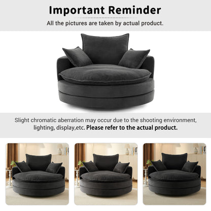Swivel barrel chair with cushion and pillows in charcoal ribbed fabric, HouseOfZazla Chair on Tampa Home & Garden Store