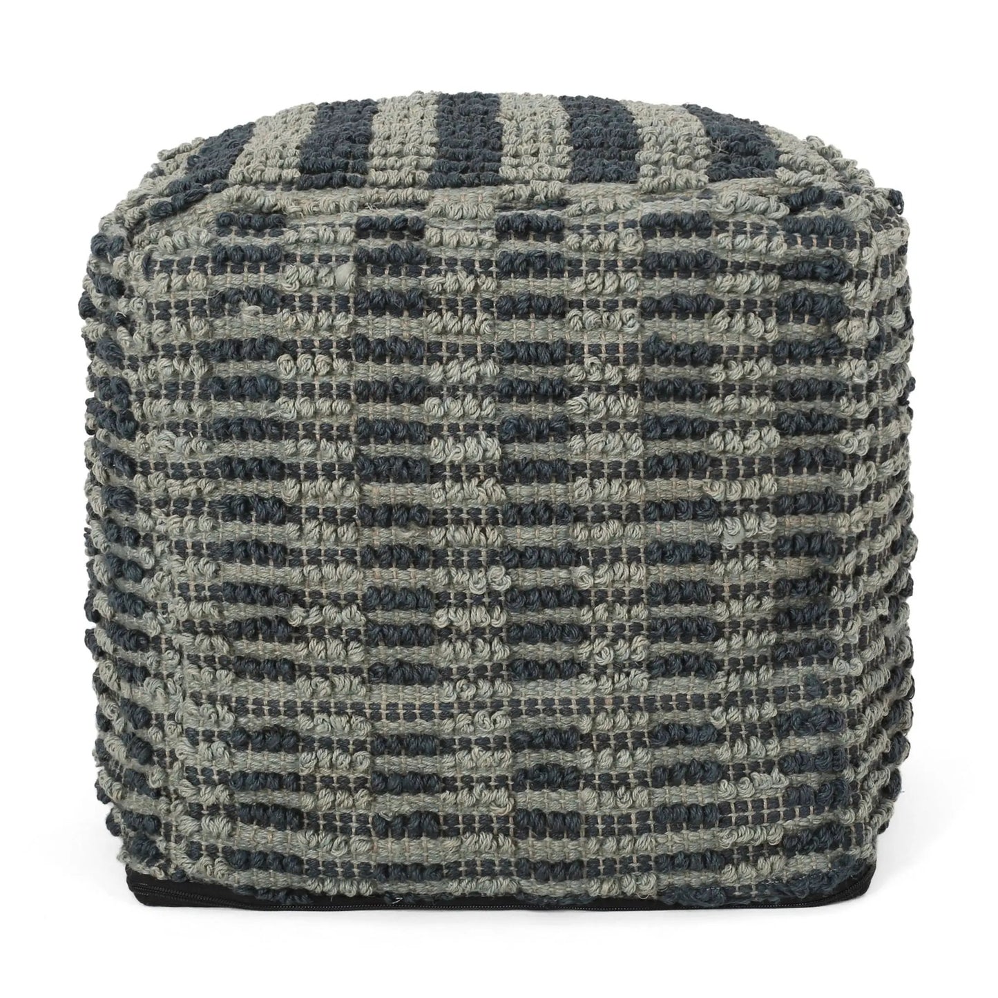 Walle fabric square pouf teal blue knit accent by Unique Piece Furniture on Tampa Home & Garden Store
