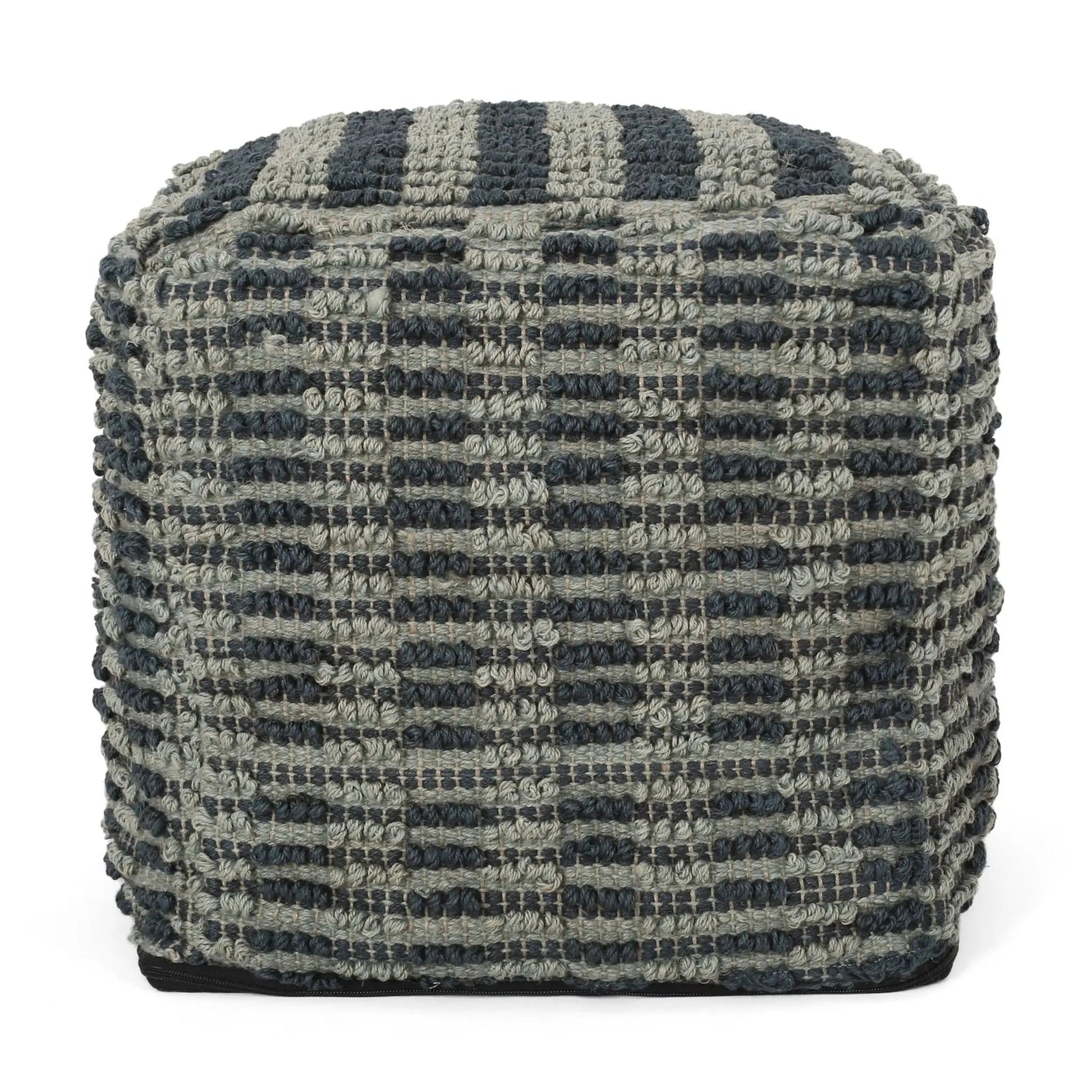 Walle fabric square pouf teal blue knit accent by Unique Piece Furniture on Tampa Home & Garden Store