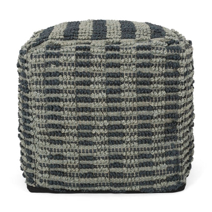 Walle fabric square pouf teal blue knit accent by Unique Piece Furniture on Tampa Home & Garden Store