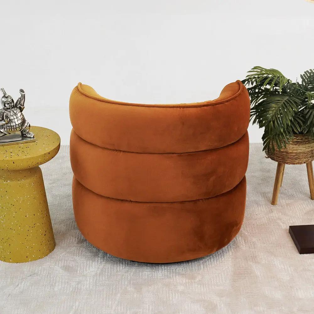 Walden Stylish Swivel Chair burnt orange velvet with curved cushions Unique Piece Furniture on Tampa Home & Garden Store