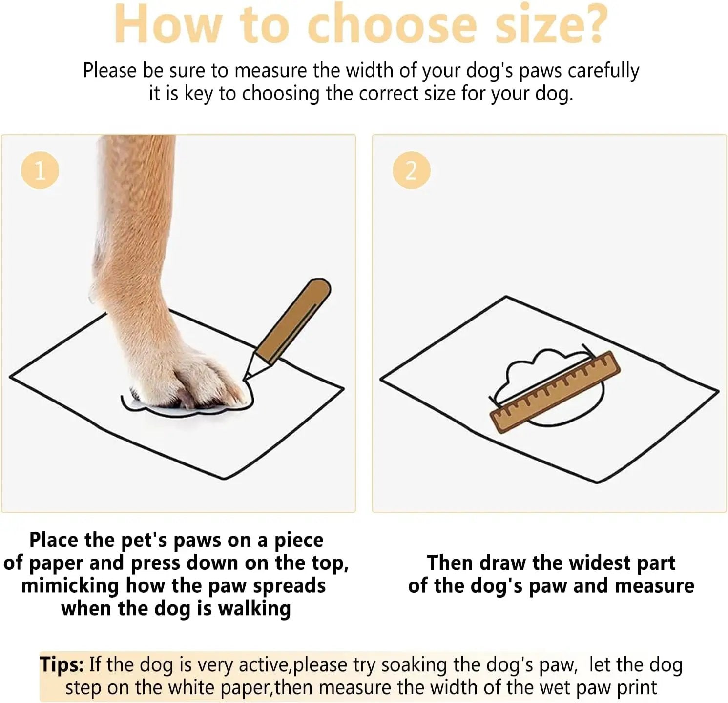 Indoor Dog Boots Non-Slip Shoes for Floors measurement guide: dog's paw on paper image on Tampa Home & Garden Store