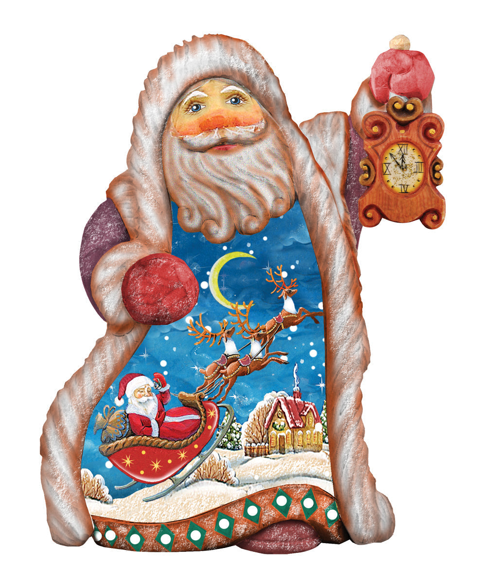 Sculpted Santa Sleigh Ride figurine by G. DeBrekht, hand-painted holiday ornament on Tampa Home & Garden Store